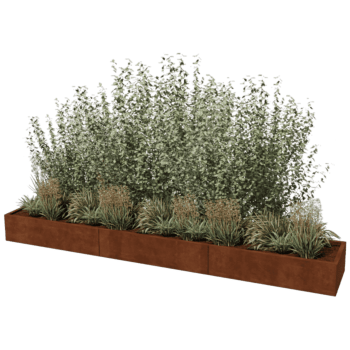 Jardinera de acero corten Texas xxl 360 x 60 cm
