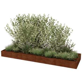 Jardinera de acero corten Texas xxl 400 x 120 cm