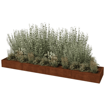 Jardinera de acero corten Texas xxl 400 x 80 cm
