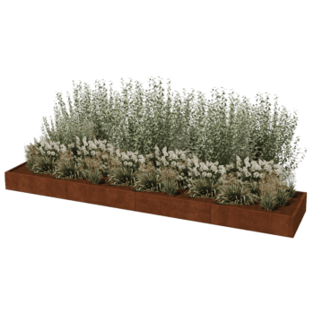 Jardinera de acero corten Texas xxl 480 x 100 cm