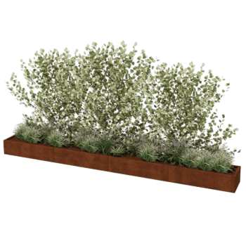 Jardinera de acero corten Texas xxl 480 x 50 cm