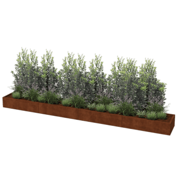 Jardinera de acero corten Texas xxl 480 x 60 cm