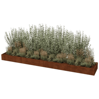 Jardinera de acero corten Texas xxl 480 x 80 cm