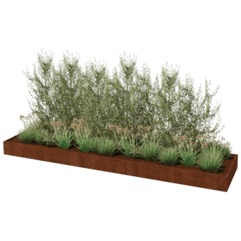 Jardinera de acero corten Texas xxl 500 x 120 cm