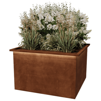 Jardinera de acero corten soldada Alabama y LED 120 x 120 x 80 cm