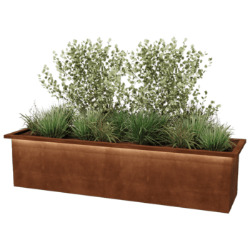 Jardinera de acero corten soldada Alabama y LED 200 x 50 x 50 cm