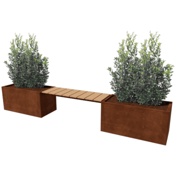 Jardinera de acero corten con asiento Vegas Texas