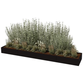 Jardinera de acero con tratamiento electrostático Texas xxl 400 x 80 cm