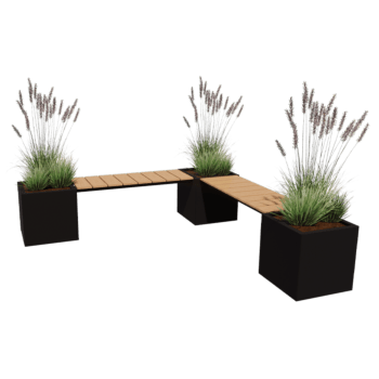Jardinera de acero con tratamiento electrostático con asiento Vegas Miami esquina