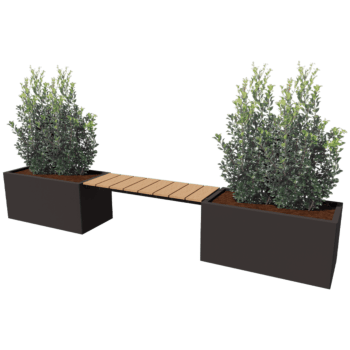 Jardinera de acero con tratamiento electrostático con asiento Vegas Texas
