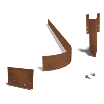 Bordura FLEX de acero corten de borde doblado 13 cm juego completo de 24metros