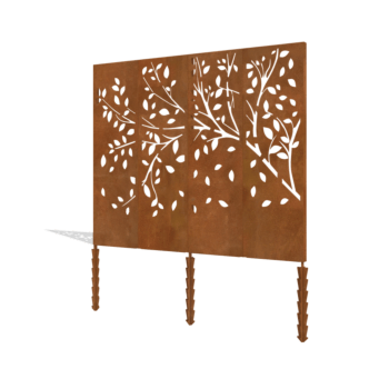 Panel de acero corten árbol conjunto completo 240 x 6 x 190 cm