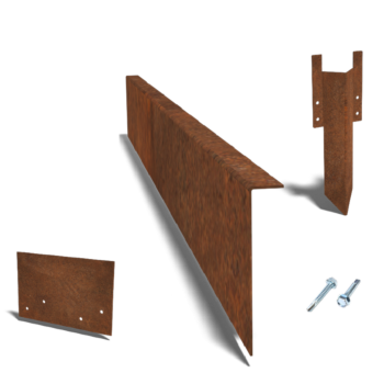 Bordura de acero corten de borde en ángulo recto 22 cm juego completo de 15metros