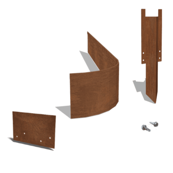 Bordura FLEX de acero corten de borde doblado 23 cm juego completo de 15 metros