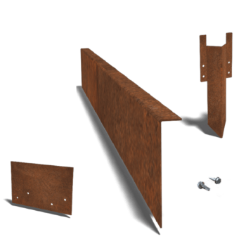 Bordura de acero corten de borde en ángulo recto 12 cm juego completo de 15metros