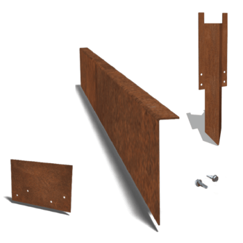 Bordura de acero corten de borde en ángulo recto 22 cm juego completo de 15metros