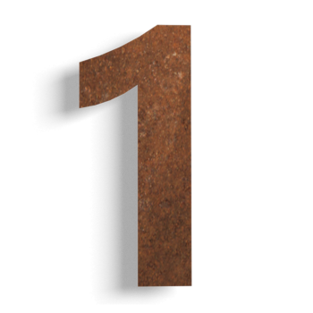 Número de vivienda de acero corten (adhesivo) 1 - 15 cm