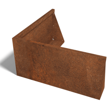 Muro de contención de acero corten esquina exterior 100 x 100 cm (altura 50 cm)
