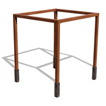 Pérgola cuadrada de acero corten 274 x 250 cm