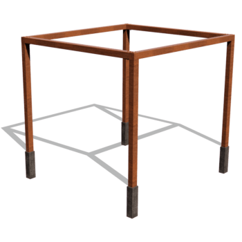 Pérgola cuadrada de acero corten 324 x 300 cm