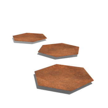 Peldaño de acero corten Hexágono 50