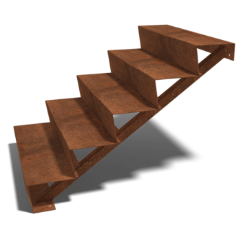 Escalera de acero corten New York de 5 escalones (anchura: 120 cm)