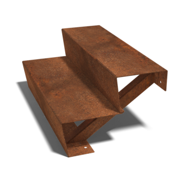 Escalera de acero corten New York de 2 escalones (anchura: 80 cm)