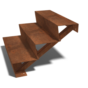 Escalera de acero corten New York de 3 escalones (anchura: 120 cm)