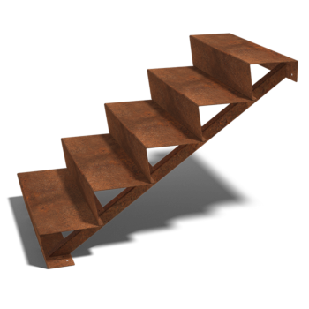 Escalera de acero corten New York de 5 escalones (anchura: 100 cm)
