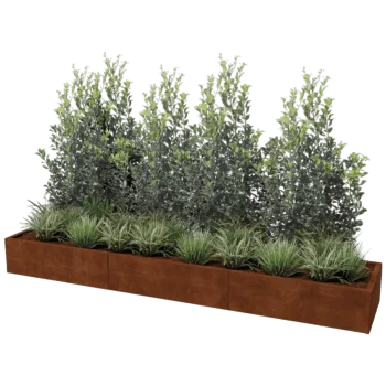 Jardinera de acero corten XXL - Rectángulo - 300 x 60 cm