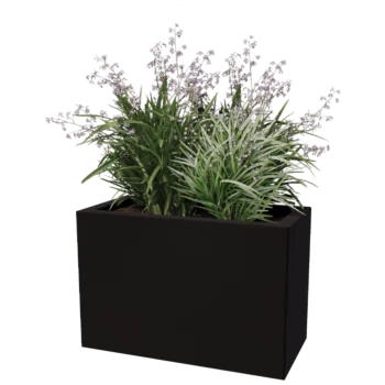 Jardinera de acero - Rectángulo - 60 x 30 x 40 cm - Otro color RAL - Con placa inferior - Con ruedas