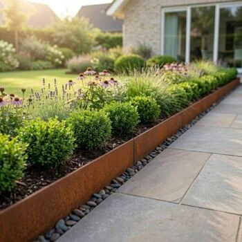 Bordura de jardín de acero corten - Doblado - Altura 13 cm - 150 cm