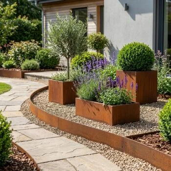 Bordura de jardín de acero corten - Doblado FLEX - Altura 13 cm - 240 cm