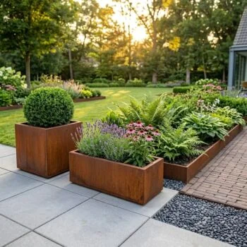 Jardinera de acero corten - Rectángulo - 120 x 60 x 40 cm - Sin placa inferior