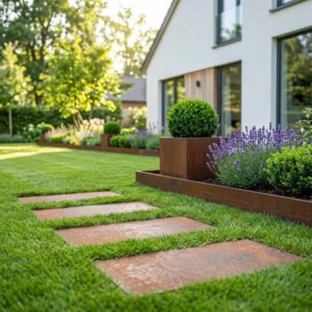 Paso japonés de jardín de acero corten - Rectángulo - 60 x 25 cm