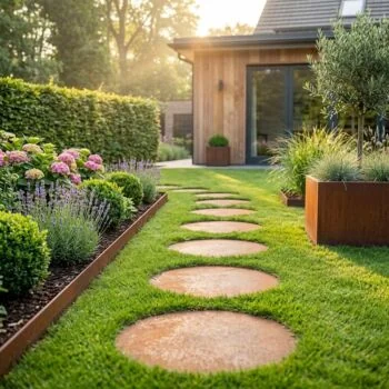Paso japonés de jardín de acero corten - Redondo - 50 cm