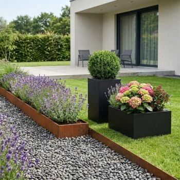 Jardinera de acero - Cuadrado - 100 x 100 x 40 cm - RAL9010 mate (blanco) - Sin placa inferior