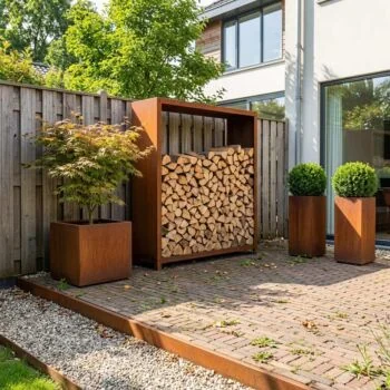 Leñero de acero corten - Indiana - 120 x 40 x 180 cm