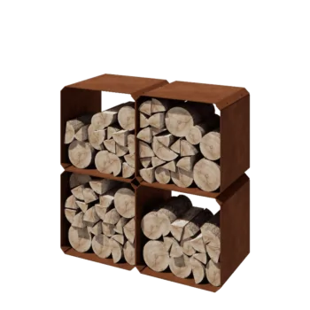 Leñero de acero corten - Colorado 4 piezas - 40 x 40 x 40 cm
