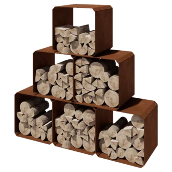 Leñero de acero corten - Colorado 6 piezas - 40 x 40 x 40 cm
