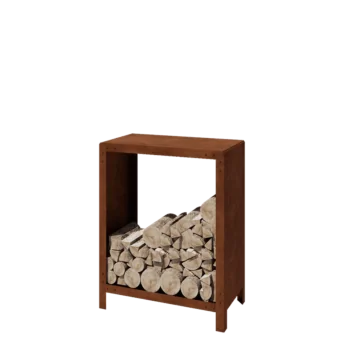 Leñero de acero corten - Indiana - 80 x 40 x 100 cm
