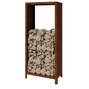 Leñero de acero corten - Indiana - 80 x 40 x 180 cm