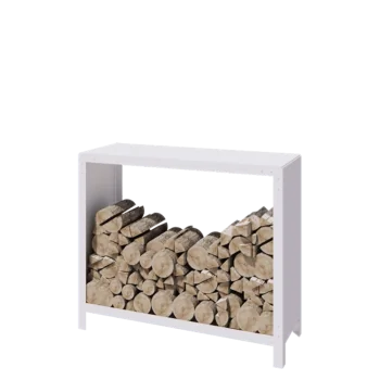 Leñero de acero - Indiana - 120 x 40 x 100 cm - RAL9010 mate (blanco)
