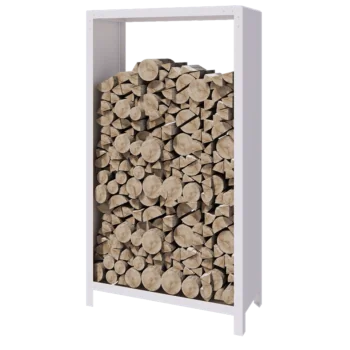 Leñero de acero - Indiana - 100 x 40 x 180 cm - RAL9010 mate (blanco)