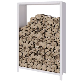 Leñero de acero - Indiana - 120 x 40 x 180 cm - RAL9010 mate (blanco)