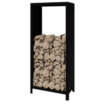 Leñero de acero - Indiana - 80 x 40 x 180 cm - RAL9005 mate (negro)