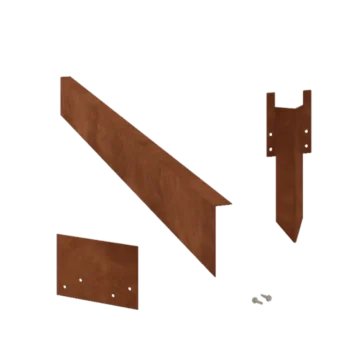 Bordura de jardín de acero corten - En ángulo recto - Altura 12 cm - Juego completo 24 metro