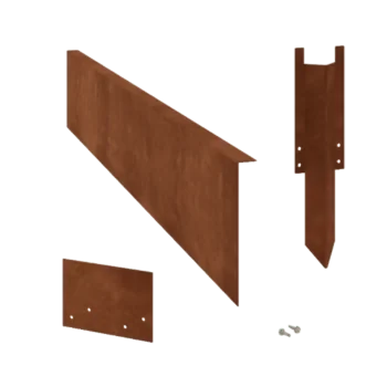 Bordura de jardín de acero corten - En ángulo recto - Altura 22 cm - Juego completo 24 metro