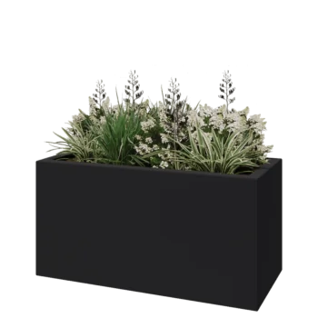 Jardinera de fibra de vidrio - Rectángulo - 120 x 50 x 40 cm - RAL7021 mate (gris negruzco) - Con fondo