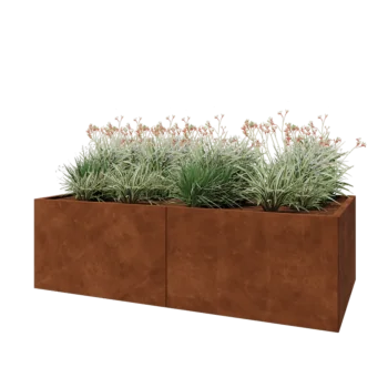 Jardinera XXL de acero corten - Rectángulo - 200 x 100 x 60 cm - Sin placa inferior
